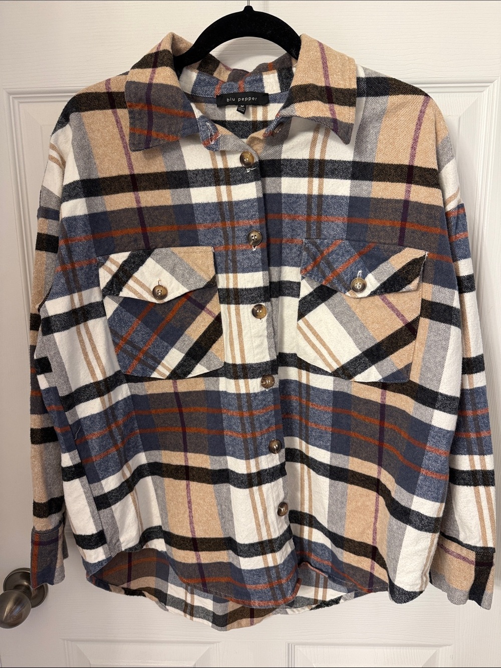 BLU PEPPER beautiful thick flannel shirt OR Shacket size medium